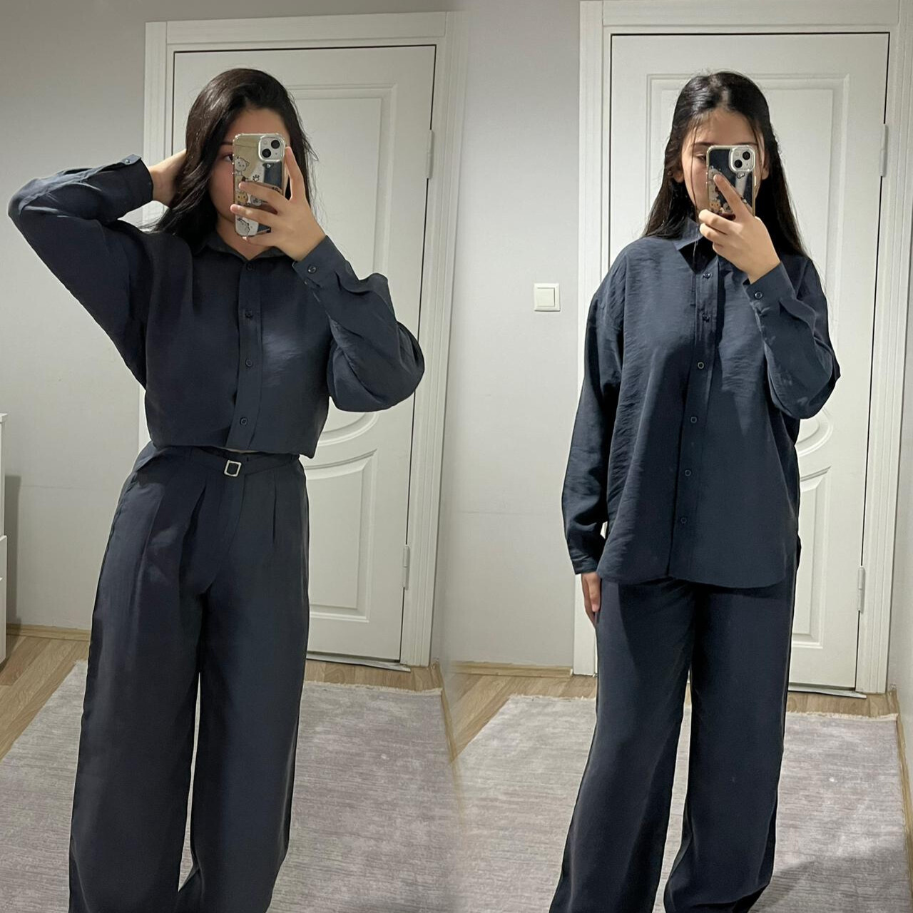 Kemer Detaylı Pantolon Gömlek Takım ~ Nirva Butik