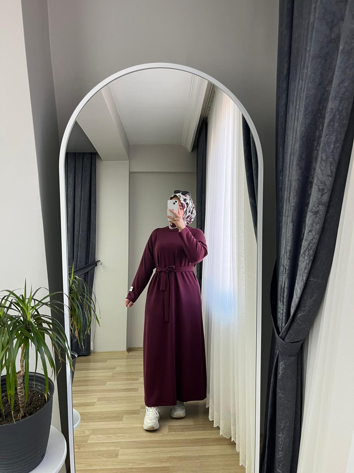 Oysho Kumaş Elbise Bordo ~ Nirva Butik